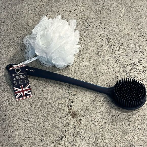 New Ben Sherman 2-PK Body Silicone Brush and Shower Bath Scrub Fun Sponge set - Picture 1 of 3